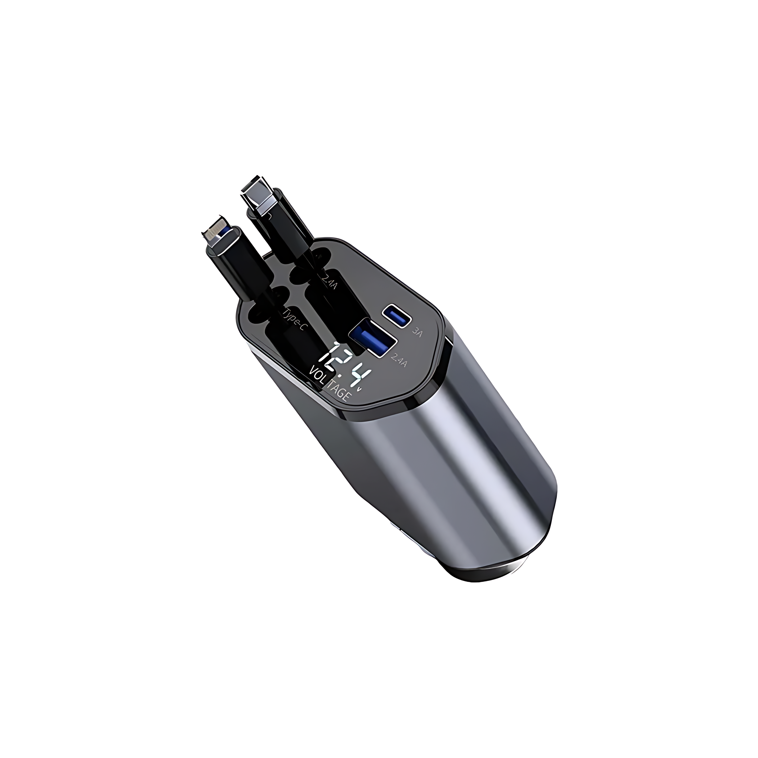 60W 4 - in - 1 Retractable Car Charger: Fast Charge for iPhone & Android
