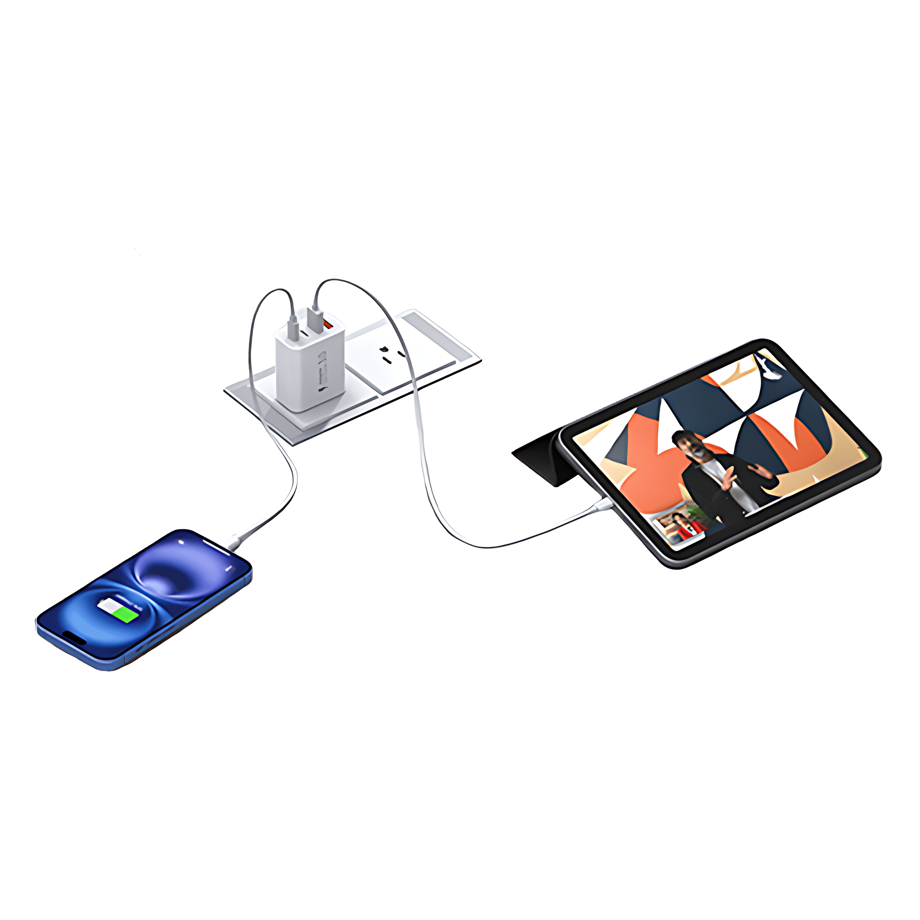 40W USB-C Charger 4-Port PD+QC Fast Charging Wall Plug