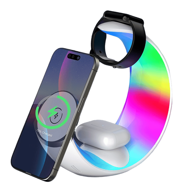 Apple 3 in 1 充電ステーション:マグネット式ワイヤレス充電、RGBナイトライト