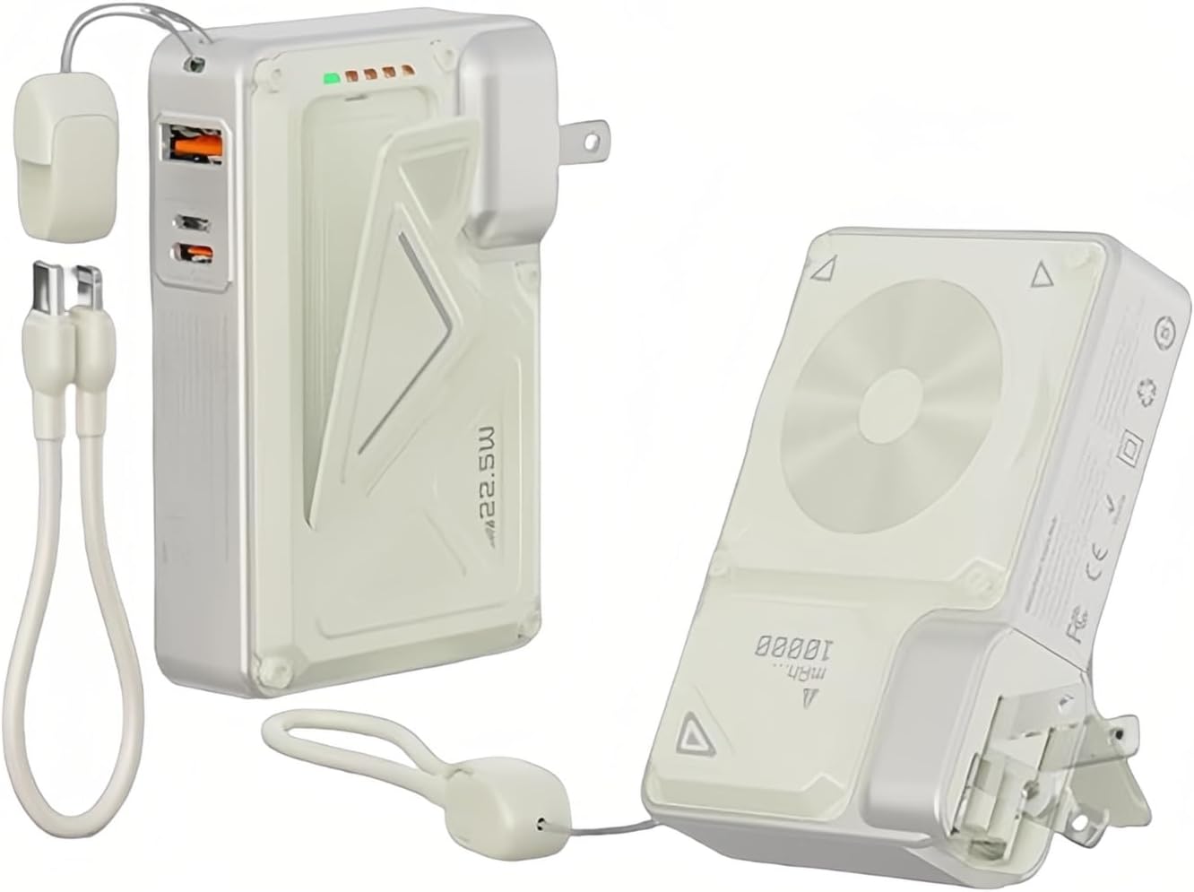 10000mAh Magnetic Power Bank with Foldable Wall Plug