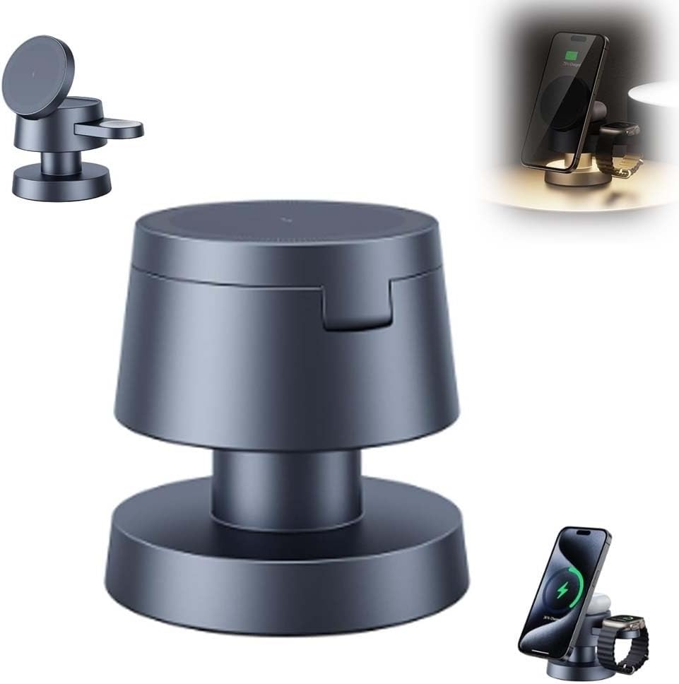 3-in-1 Charger Stand with Mushroom Lamp