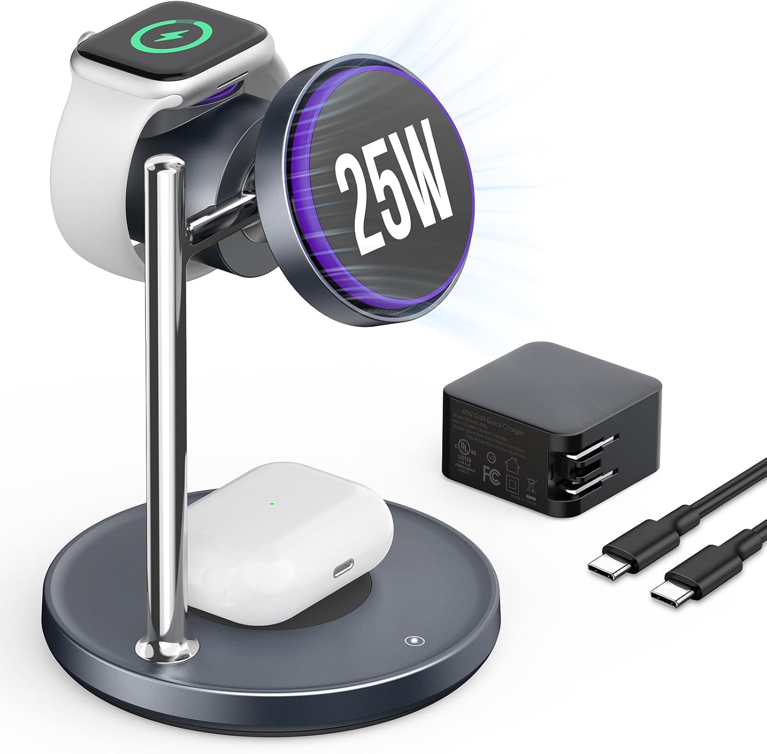 25W Qi2.2 Magnetic Charging Stand: 3-in-1 with Cooling Fan