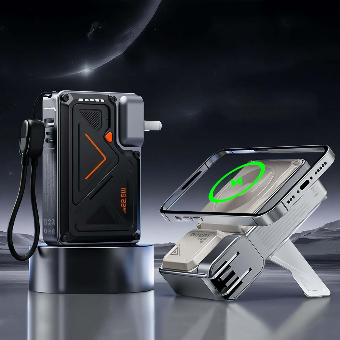 10000mAh Magnetic Power Bank with Foldable Wall Plug