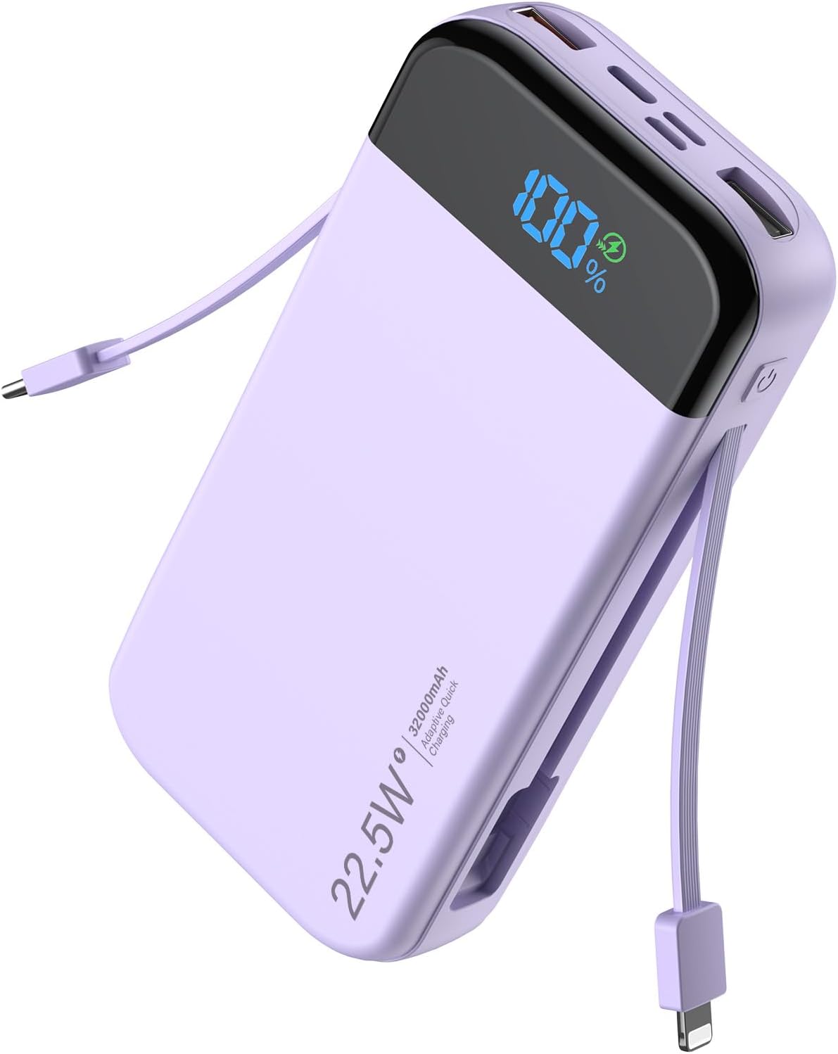 32000mAh 22.5W Power Bank with Built-in Cables