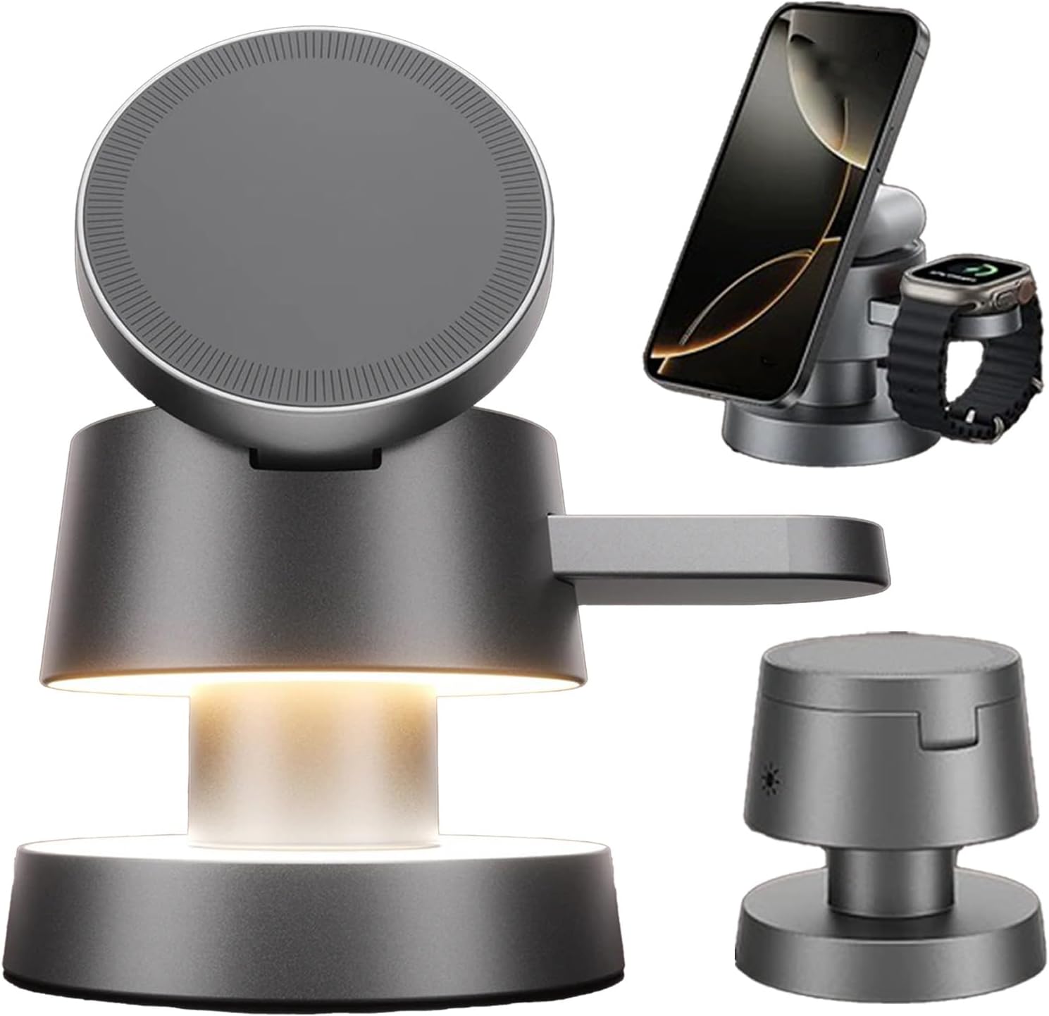 3-in-1 Charger Stand with Mushroom Lamp