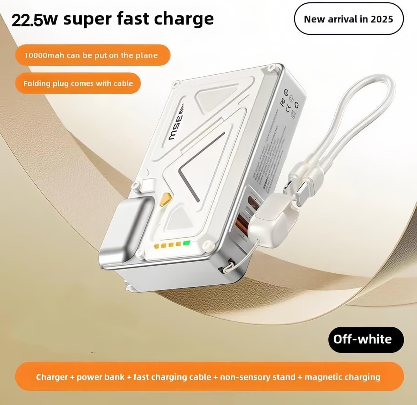 10000mAh Magnetic Power Bank with Foldable Wall Plug