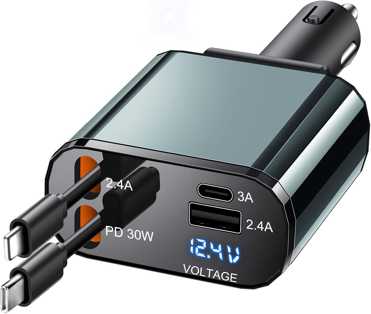 60W 4 - in - 1 Retractable Car Charger: Fast Charge for iPhone & Android