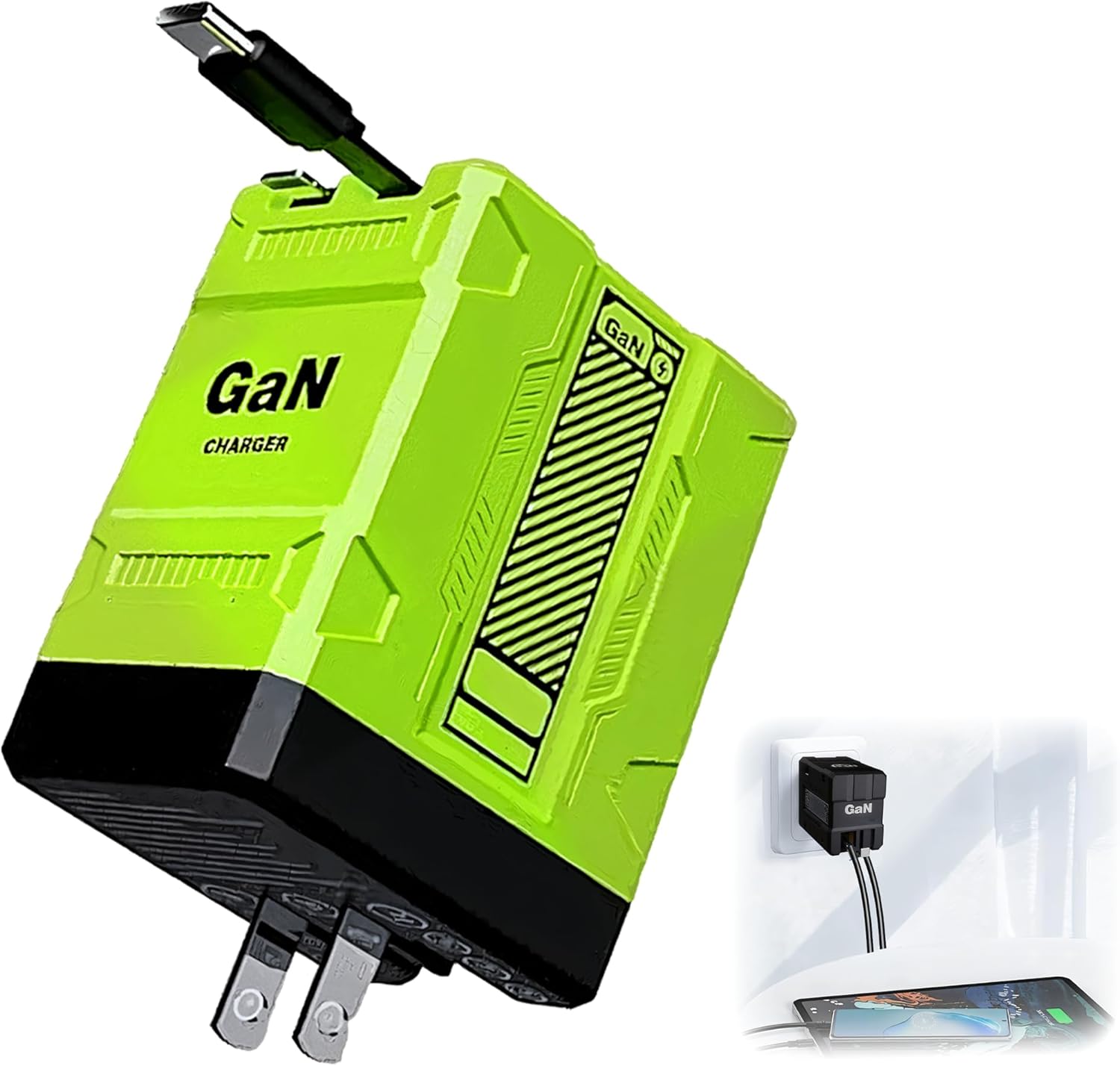 120W 2 - in - 1 Retractable Fast Charger: Foldable & Universal