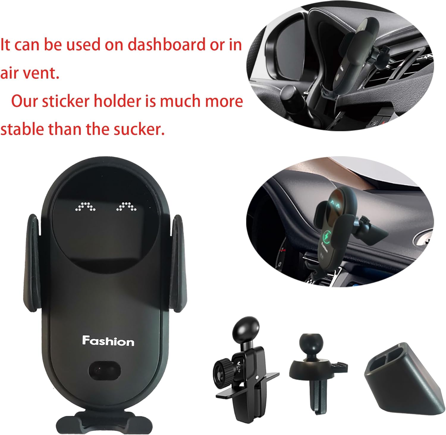 iPhone & Samsung用スマート自動クランプワイヤレスカーチャージャーマウント