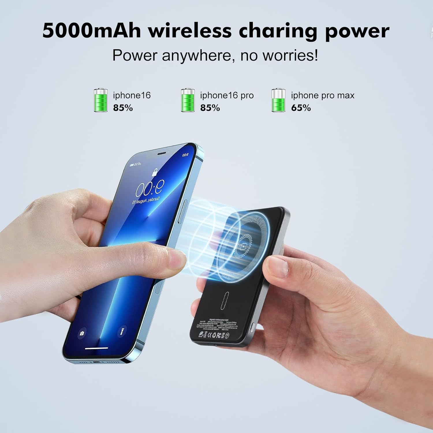 5000mAh Magnetic Portable Charger with LED Display