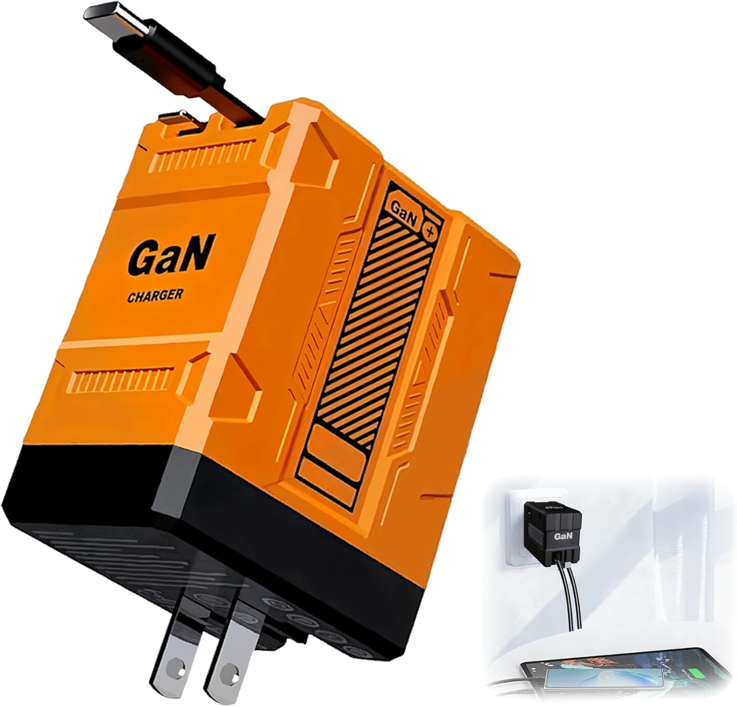 120W 2 - in - 1 Retractable Fast Charger: Foldable & Universal