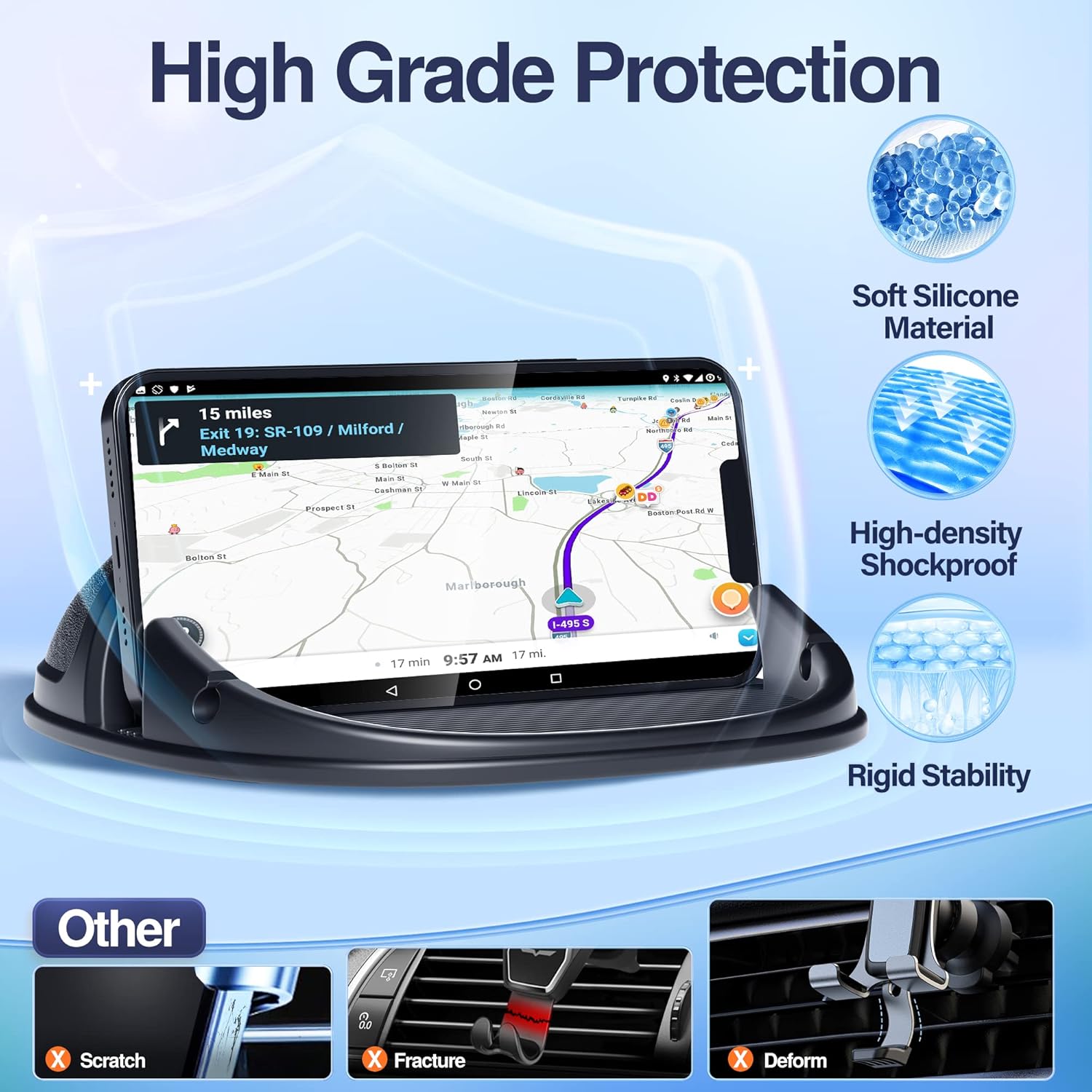 Car Phone Mount Silicone Pad, Slip - Free for All Phones