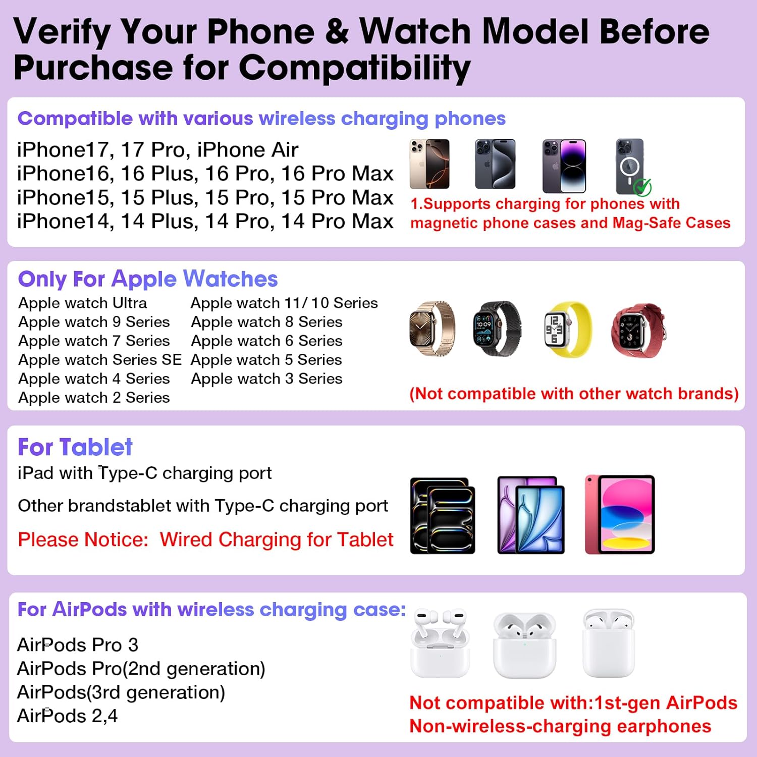 30W Foldable Charger for Apple (Clock + 7-Color Light)