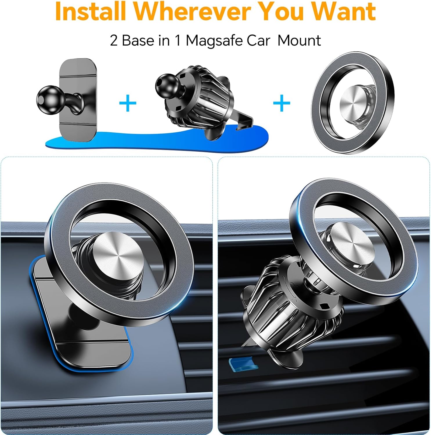 MagSafe カーマウント: 強力マグネット 20 個 (ブラック)