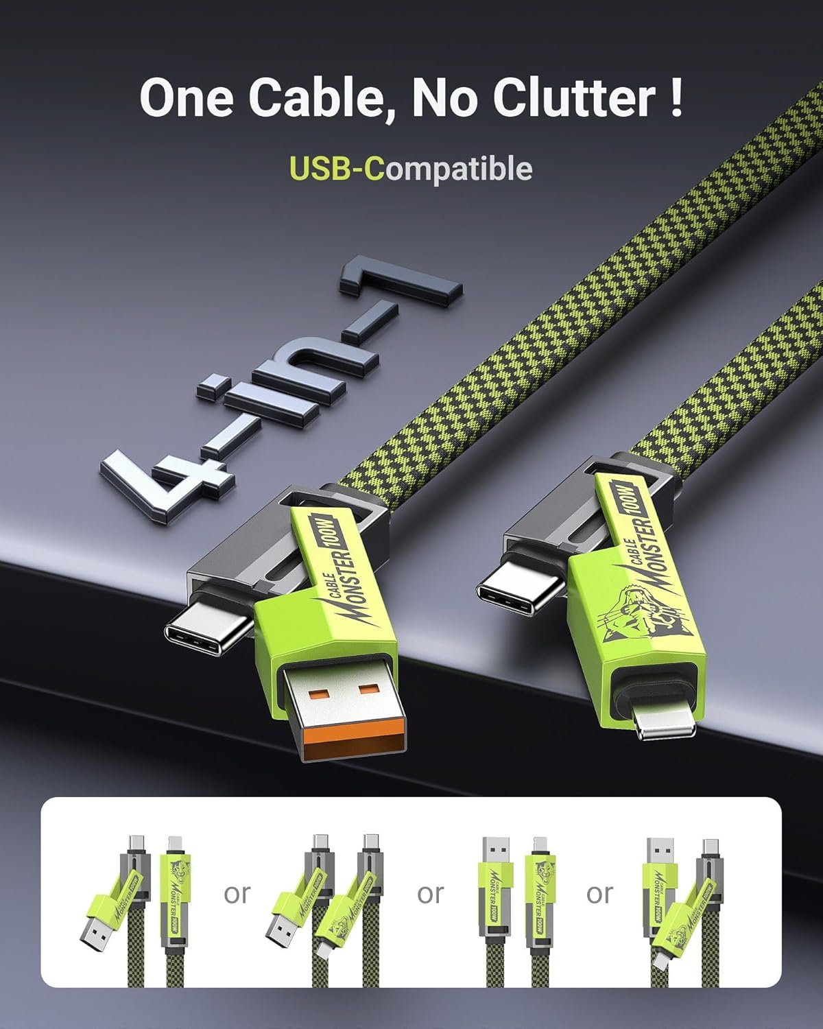 4-in-1 USB-C Fast Charging Cable for All Devices