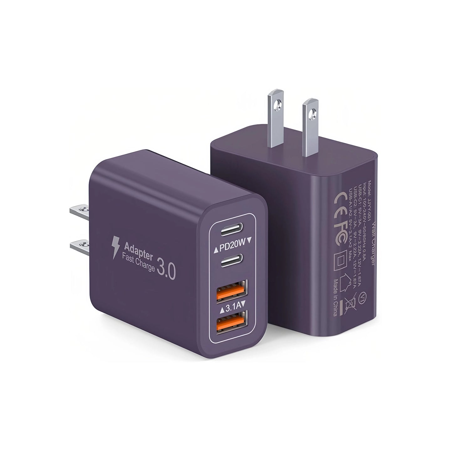 40W USB-C Charger 4-Port PD+QC Fast Charging Wall Plug