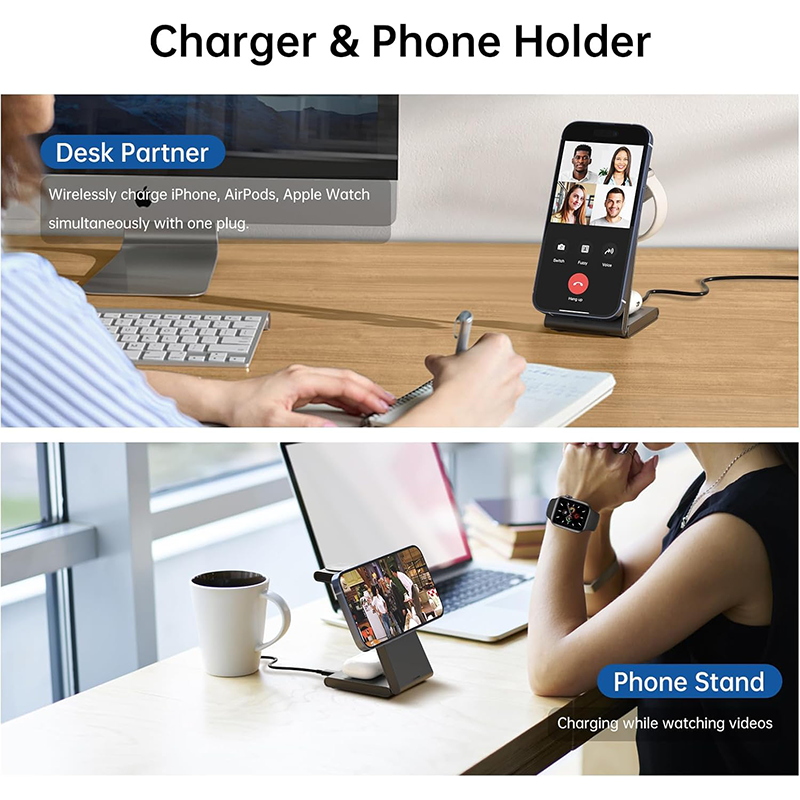Only3C 3-in-1 Magnetic Wireless Charging Station – Black