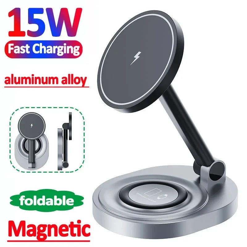 15W Qi2 2-in-1 Foldable Magnetic Charger Stand