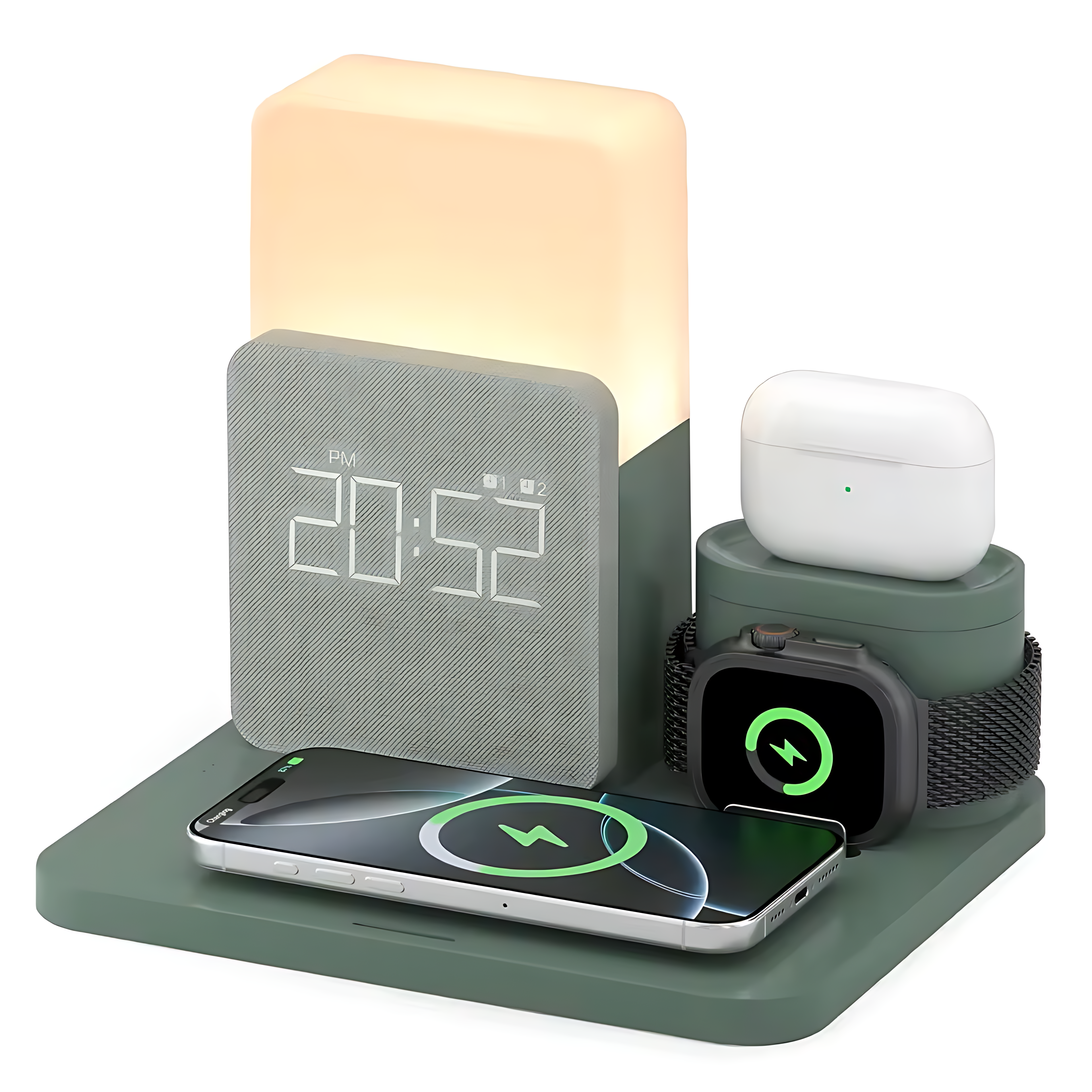 6 in 1 Wireless Charging Alarm Clock for Bedrooms