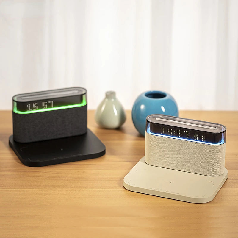 ワイヤレススピーカー 5-in-1 (15W 充電/アラーム/LED)