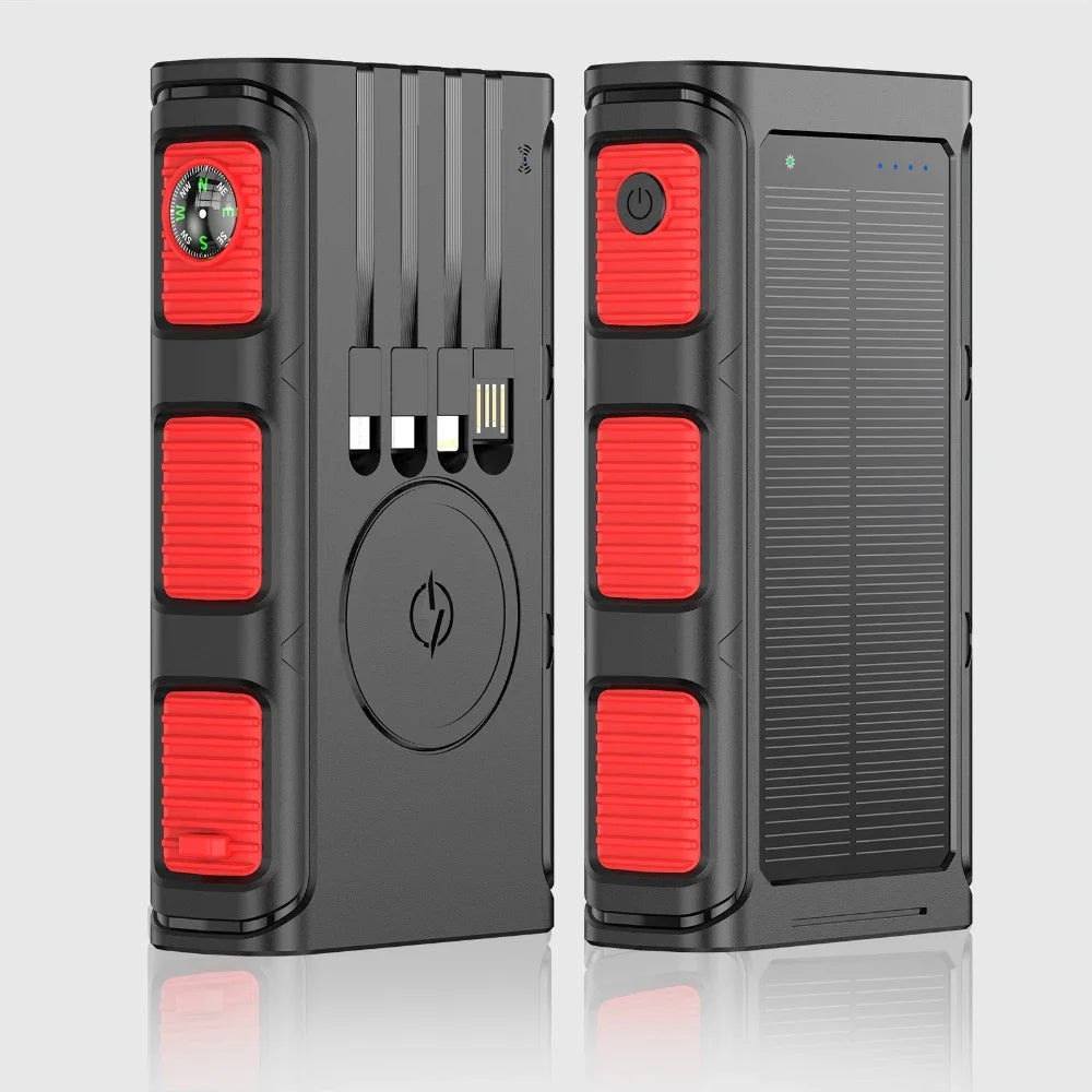 PD20W ソーラーパワーバンク 30000mAh: USB-C + LED ワイヤレス