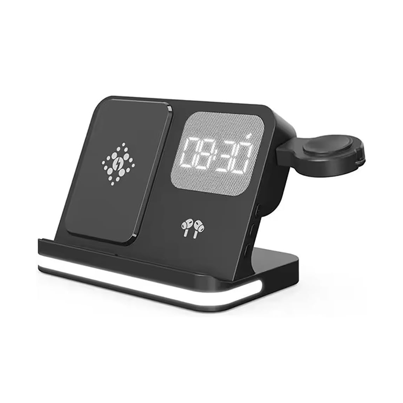 4-in-1 Wireless Charging Station with Alarm Clock for Galaxy