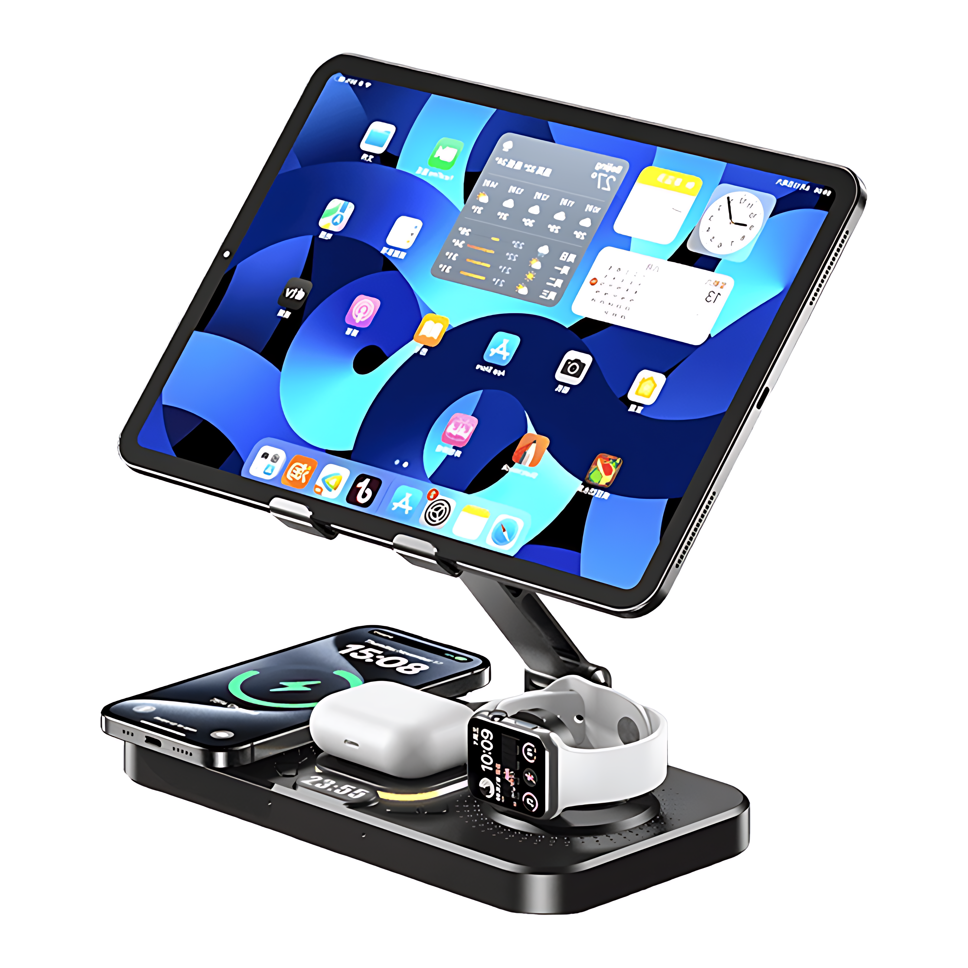 30W Foldable Charger for Apple (Clock + 7-Color Light)