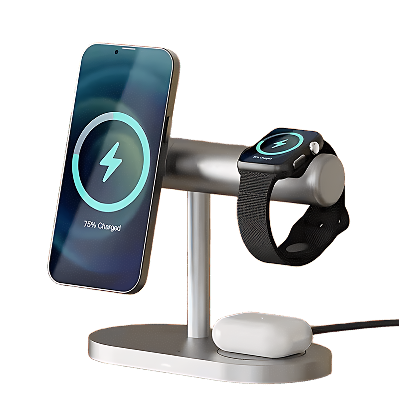 4-in-1 Qi2 充電スタンド: ナイトスタンドライト &amp; MagSafe 