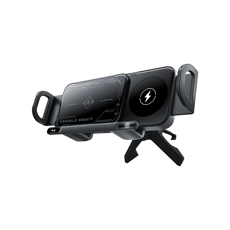 High - Intelligent Car Phone Mount: Auto - Rotate, Fast Charge (Black)
