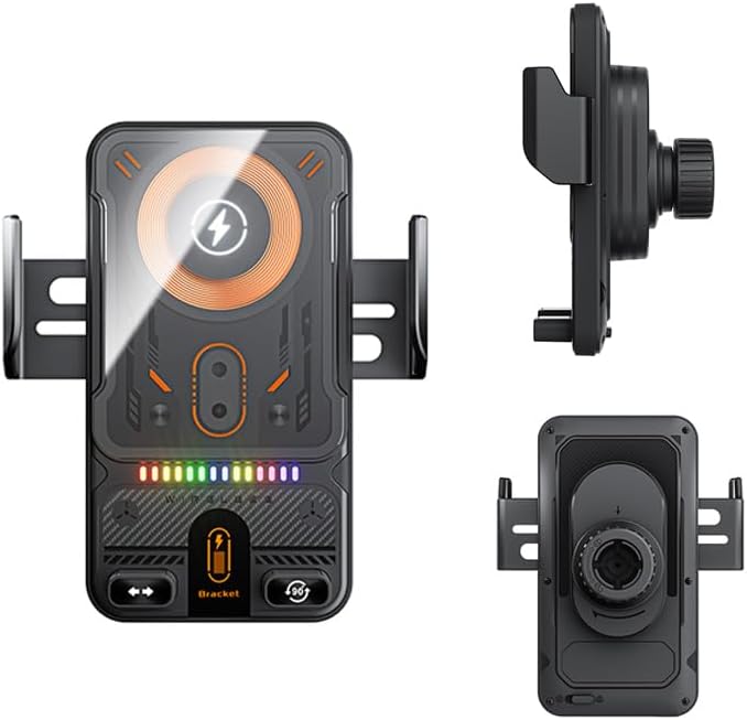 Black Car Wireless Charger: Auto - Clamping, 360° Rotation