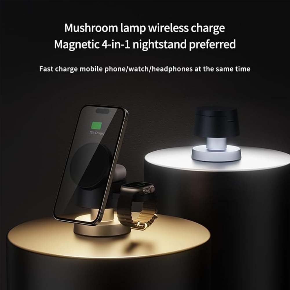 3-in-1 Charger Stand with Mushroom Lamp