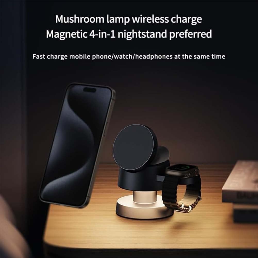 3-in-1 Charger Stand with Mushroom Lamp