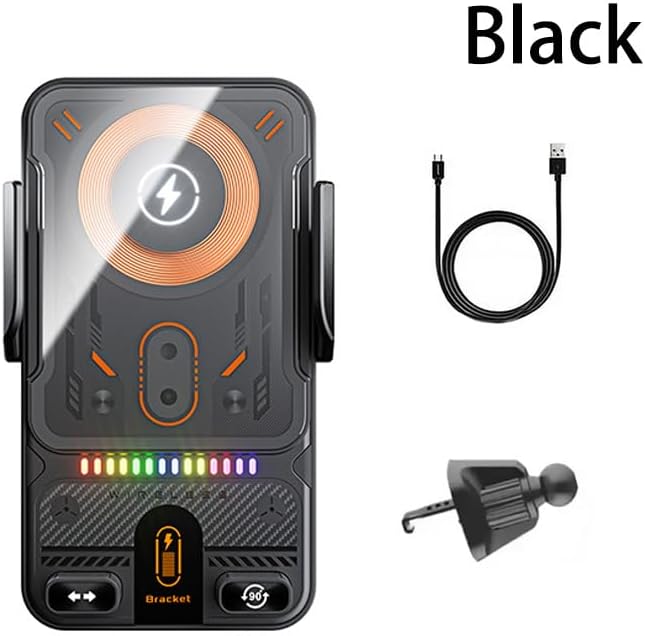 Black Car Wireless Charger: Auto - Clamping, 360° Rotation