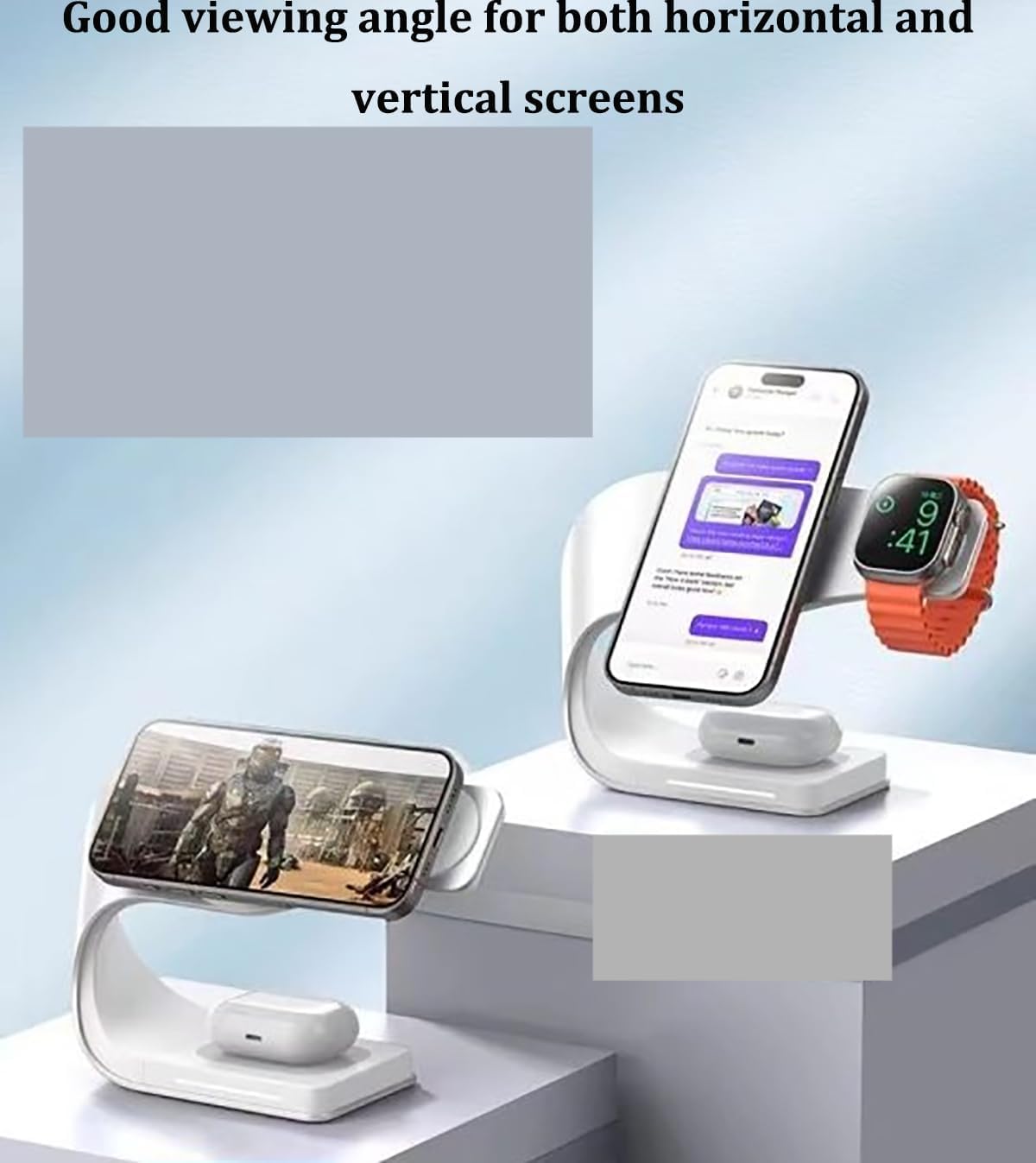 スタイリッシュな3in1マグネット式スマホホルダー（シルバー）