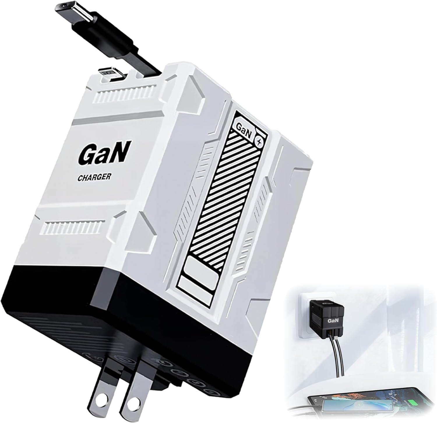 120W 2 - in - 1 Retractable Fast Charger: Foldable & Universal