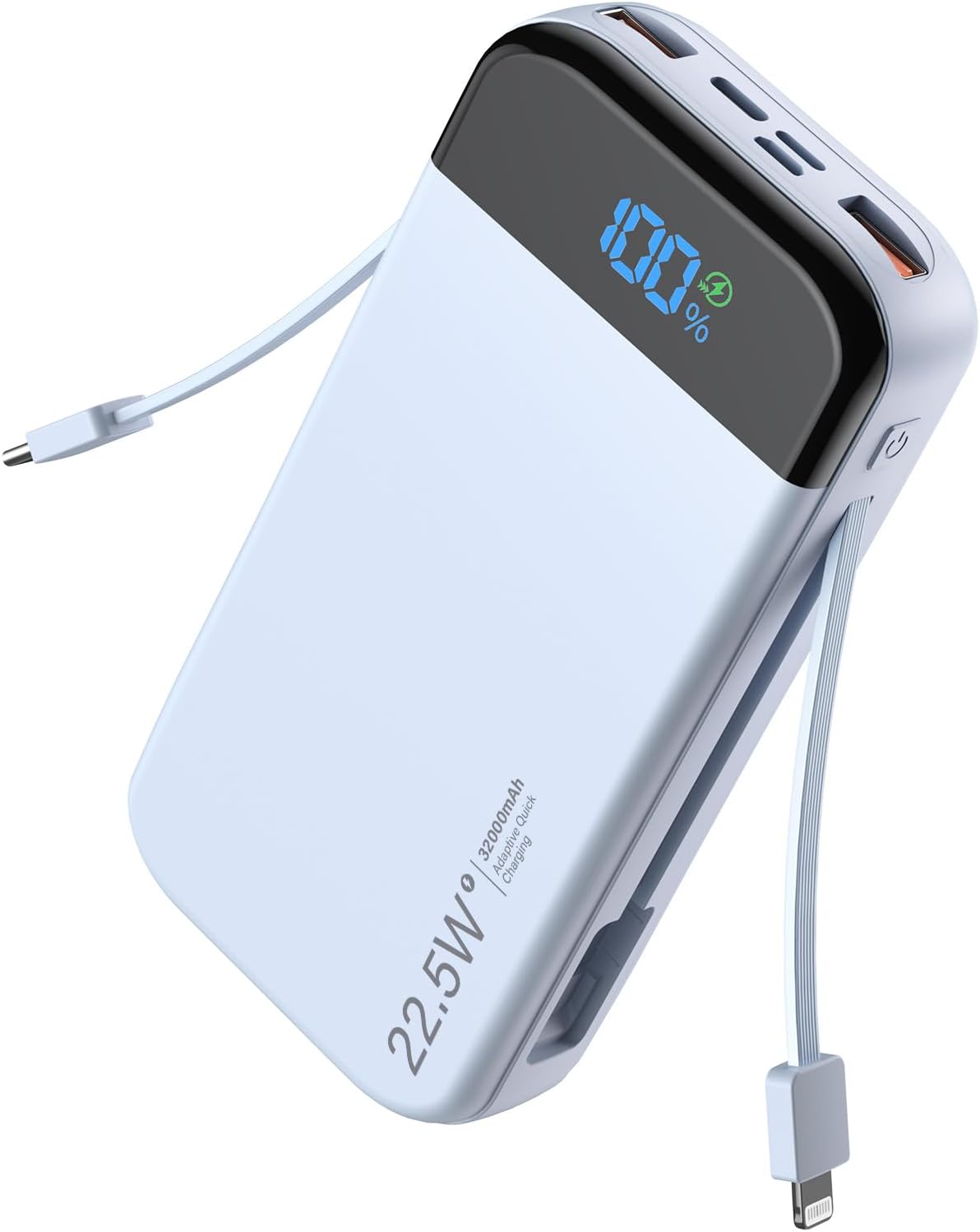 32000mAh 22.5W Power Bank with Built-in Cables