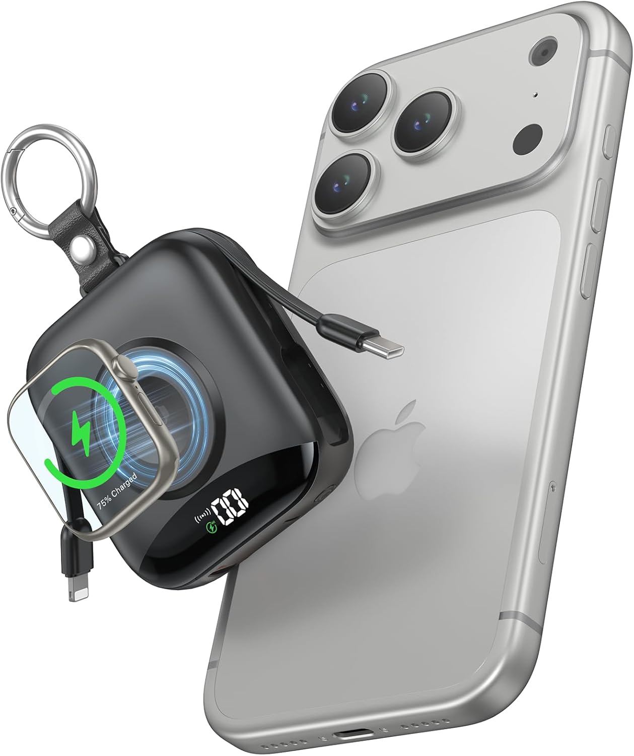 22.5W Fast Charging Power Bank: 10000mAh, Built-in Cables & LED