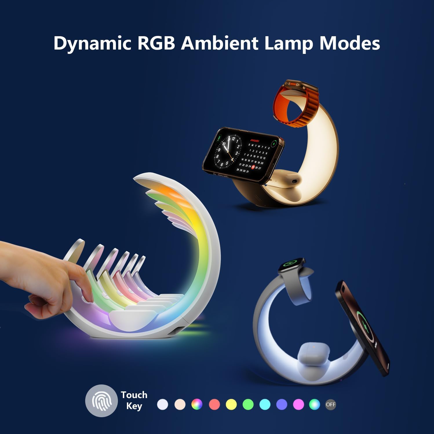 Apple 3 in 1 Charging Station: Magnetic Wireless, RGB Night Light