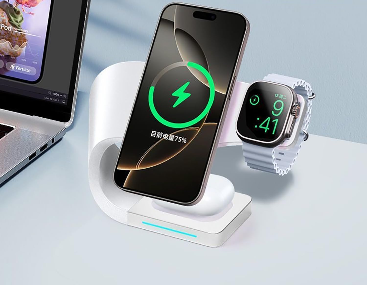 スタイリッシュな3in1マグネット式スマホホルダー（シルバー）