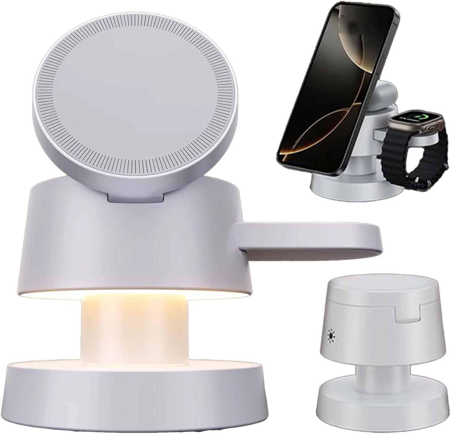 3-in-1 Charger Stand with Mushroom Lamp