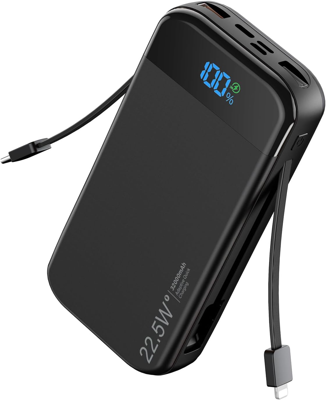 32000mAh 22.5W Power Bank with Built-in Cables