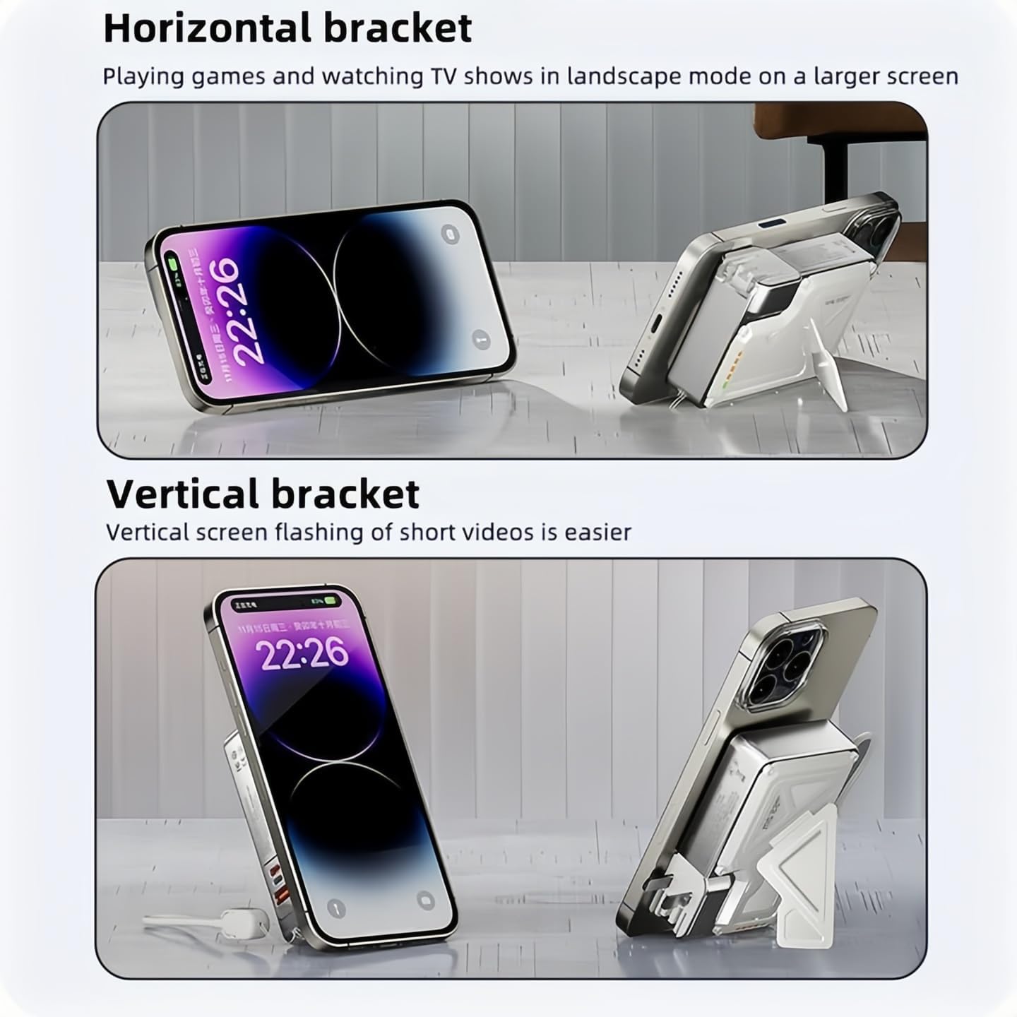 10000mAh Magnetic Power Bank with Foldable Wall Plug