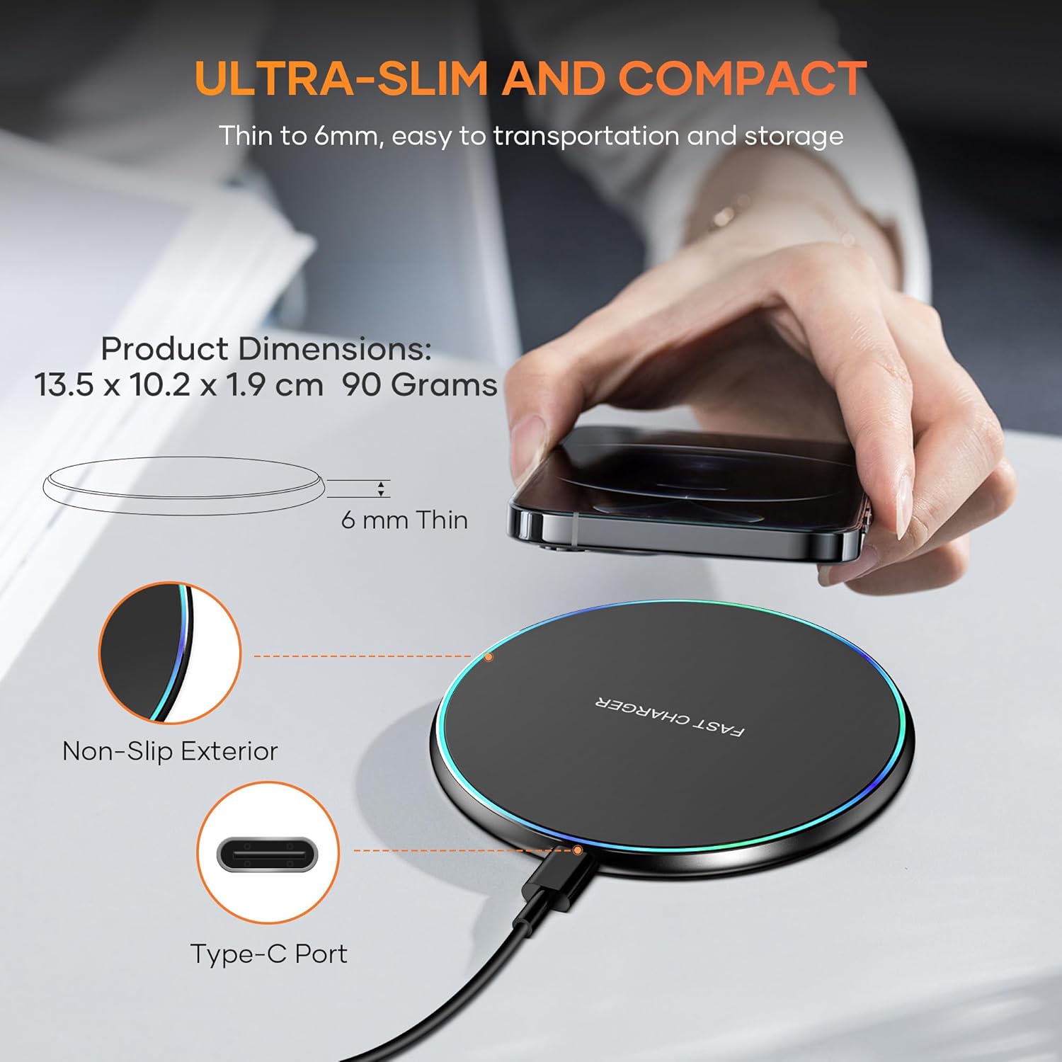 15W Wireless Charging Pad – For iPhone, Samsung & More