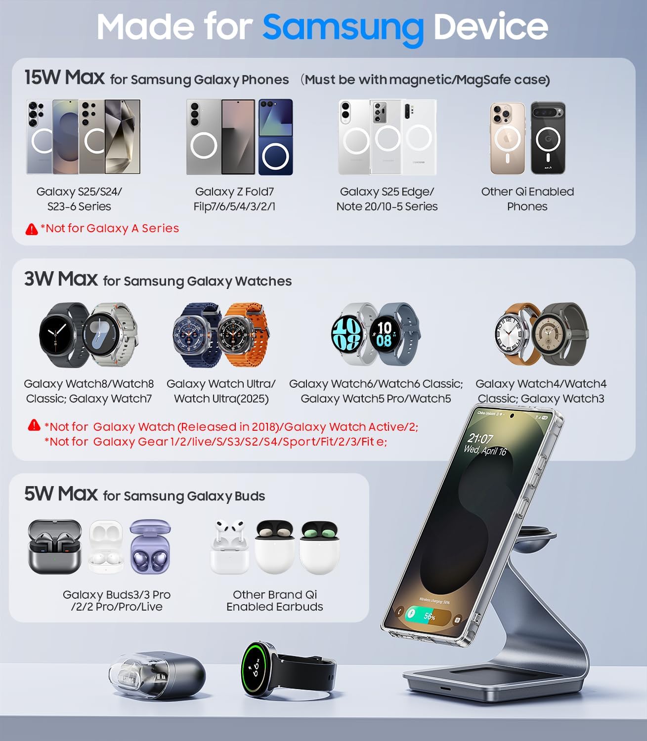 3-in-1 MagSafe Charger Stand (Samsung Devices)