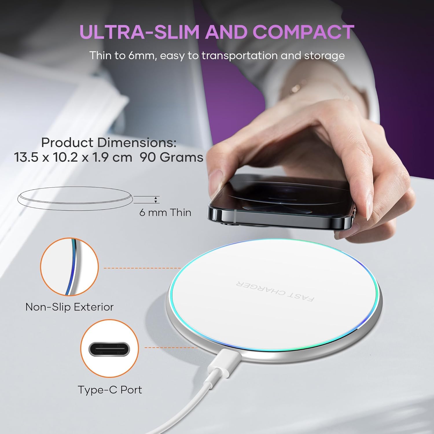 15W Wireless Charging Pad – For iPhone, Samsung & More