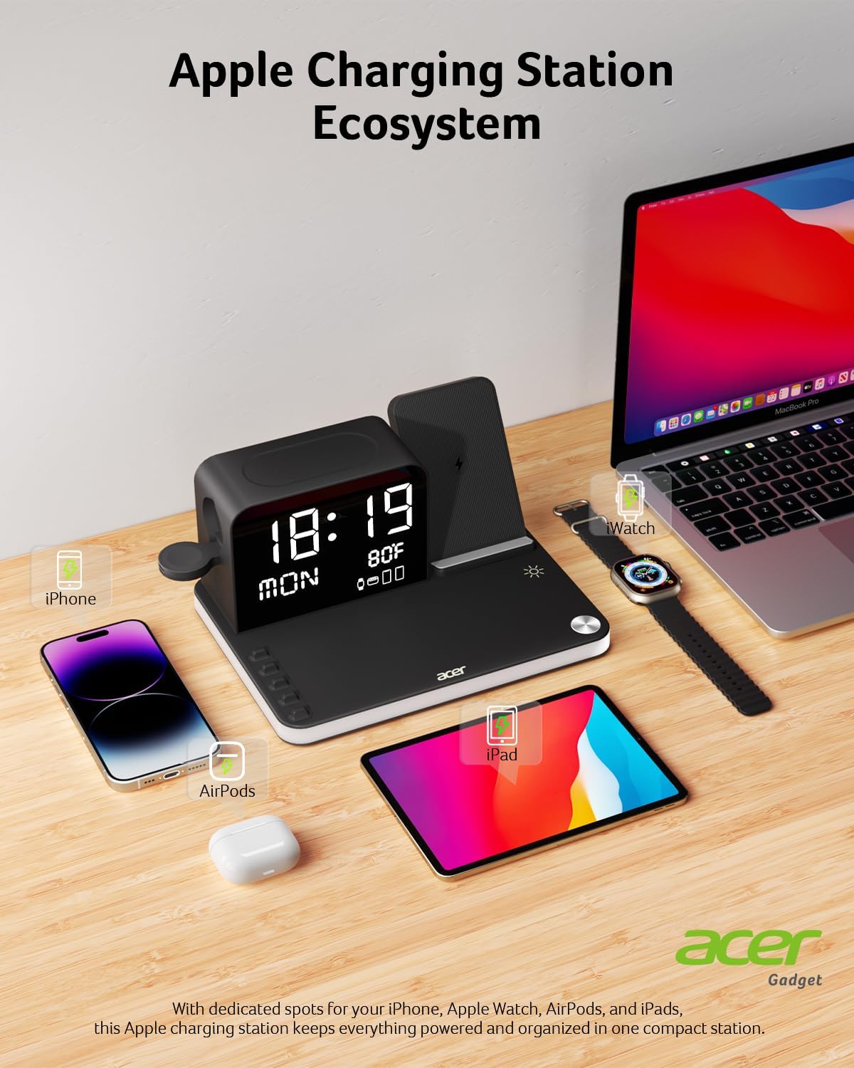 Acer 7-in-1 Wireless Charger Stand for Apple
