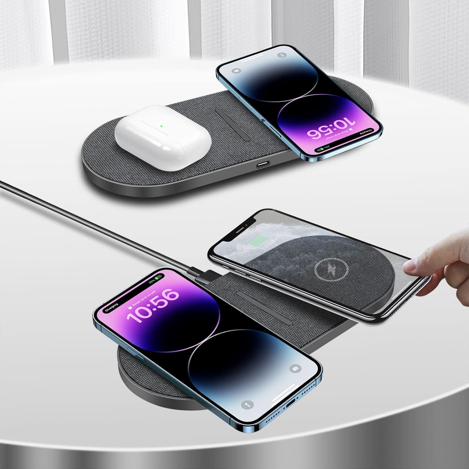 デュアル 20W ワイヤレス充電パッド (Apple &amp; Samsung)