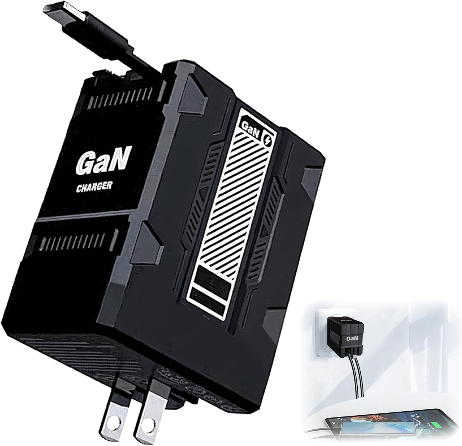 120W 2 - in - 1 Retractable Fast Charger: Foldable & Universal