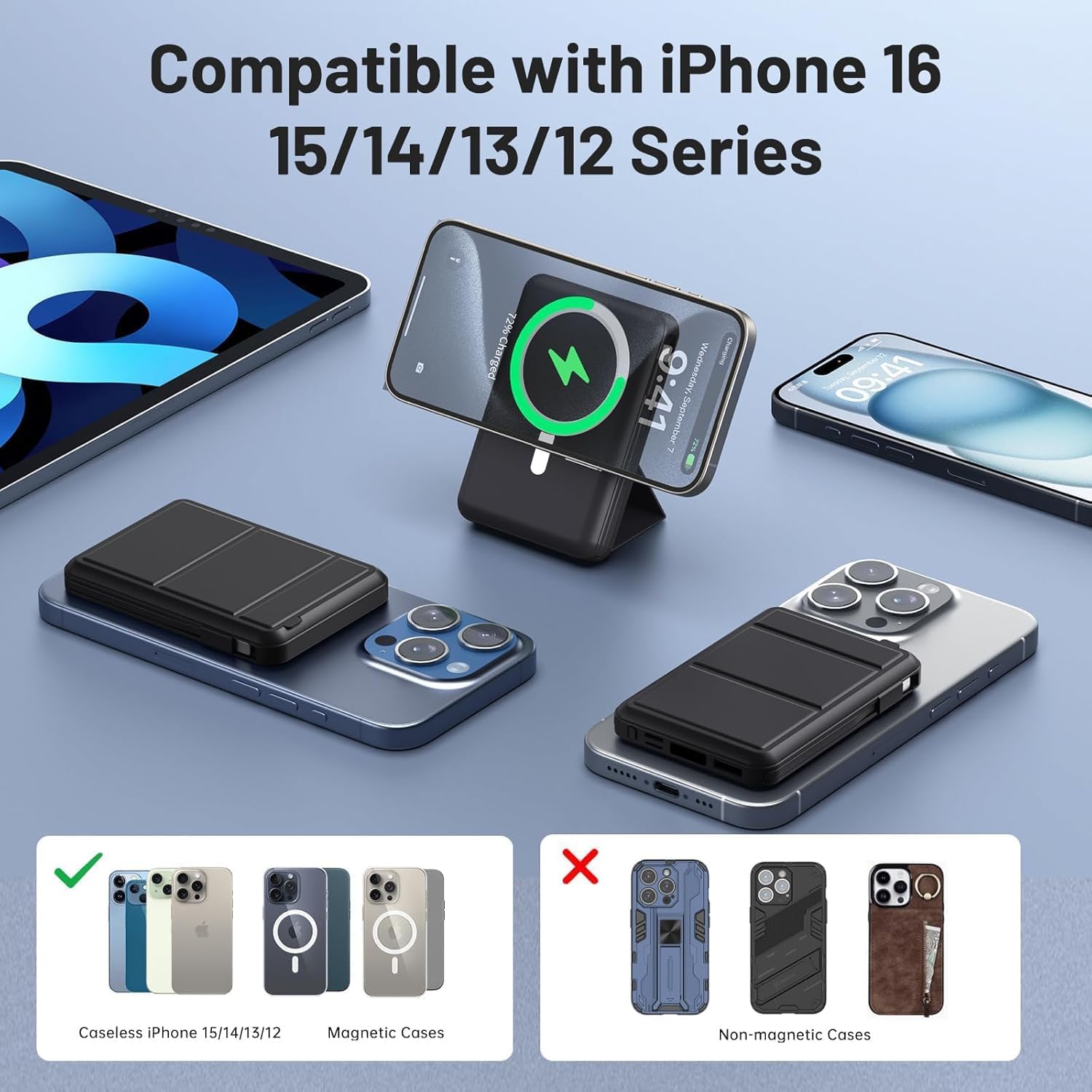 MagSafe マグネット式パワーバンク 10000mAh: 22.5W PD &amp; LEDディスプレイ