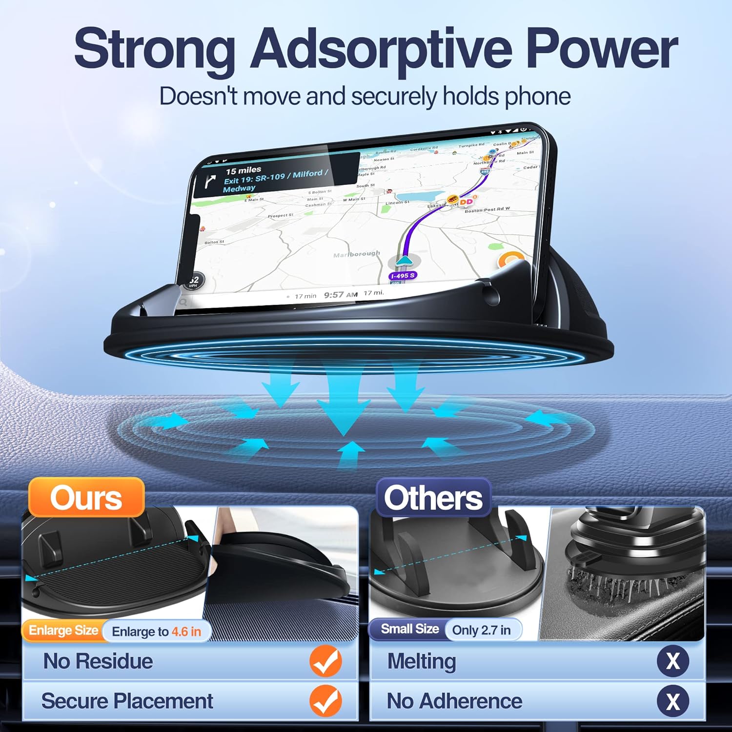 Car Phone Mount Silicone Pad, Slip - Free for All Phones